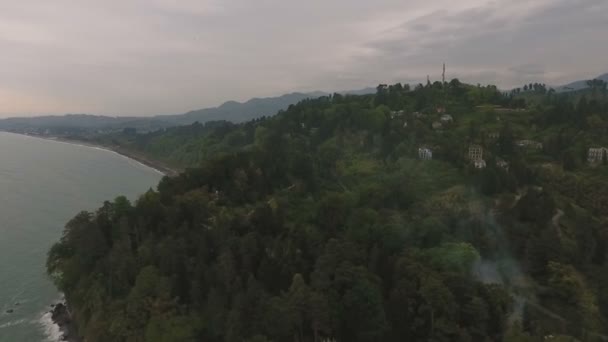 Schwarzes Meer Batumi Der Dämmerung Düsterer Himmel Über Grünem Botanischem — Stockvideo