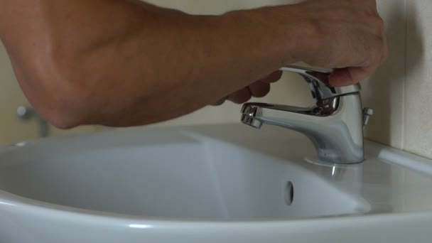 Scrupulous Man Wiping Tap Napkin Lover Cleanliness Fear Germs — Stock Video