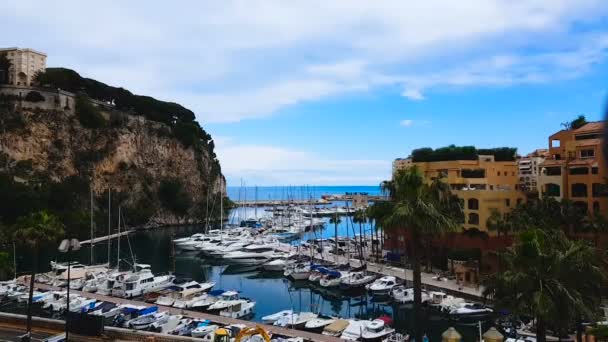 Luxe Poort Hercule Monte Carlo Mooie Dure Jachten Boten Reizen — Stockvideo