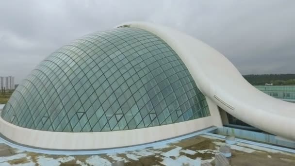 Flying New Modern Georgian Parliament Building Kutaisi Elections — Stock Video