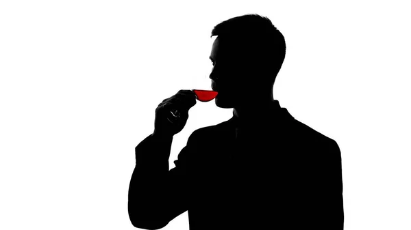Досвідчений Силует Сомельє Сіє Червоне Вино Насолоджуючись Досконалим Смаком — стокове фото