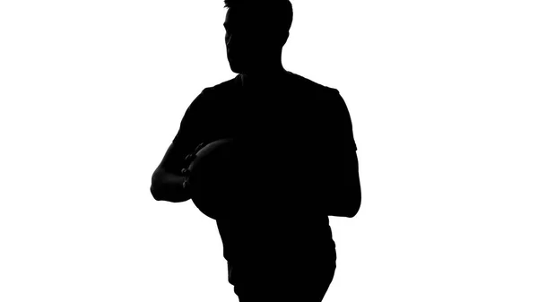 積極的にトレーニング エクササイズ ボール 健康的なライフ スタイルと男の影 — ストック写真