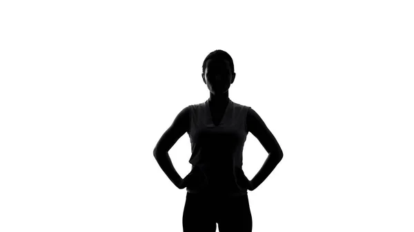 Mujer Forma Posando Para Cámara Antes Del Entrenamiento Pie Sobre —  Fotos de Stock