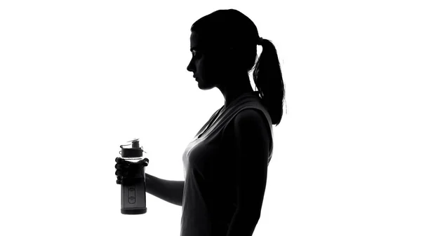 Sportswoman Deține Băutură Menținând Echilibrul Apei După Antrenament Asistență Medicală — Fotografie, imagine de stoc