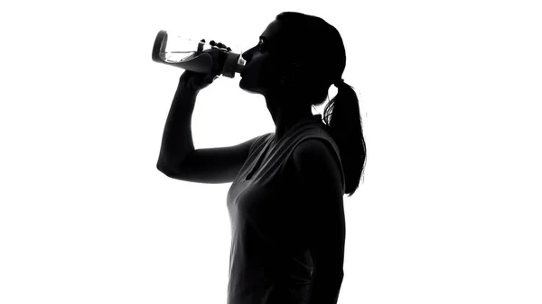 Sportswoman Drinking Beverage Keeping Water Balance Workout Healthcare — Stock Photo, Image