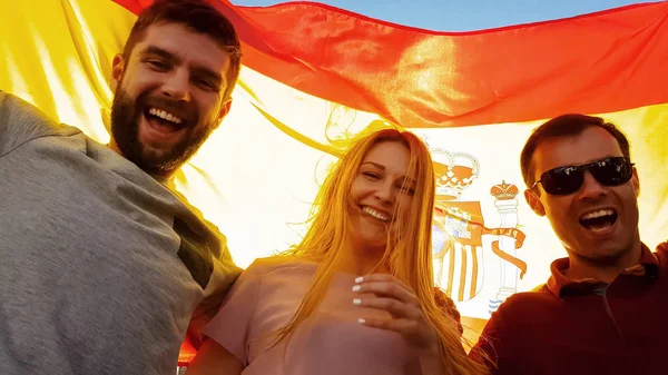 Spanish Fans Greeting Winning Match Tourism Support National Team — Stock Photo, Image