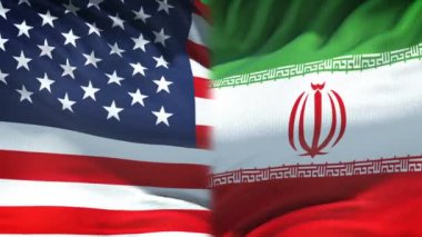 Iran ve ABD bayrakları arka plan, diplomatik ve ekonomik ilişkileri