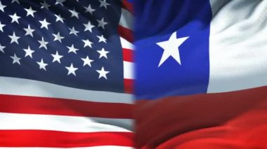 Amerika Birleşik Devletleri ve Şili bayrakları arka plan, diplomatik ve ekonomik ilişkileri