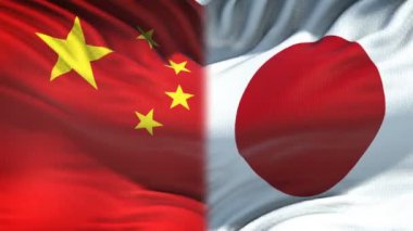 Çin ve Japonya bayrakları arka plan, diplomatik ve ekonomik ilişkiler, iş