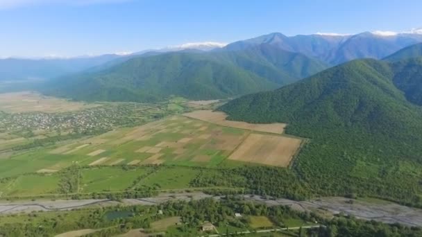 Caucasus Mountains Prachtige Landschap Van Alazani Valley Ecologie Frisse Lucht — Stockvideo