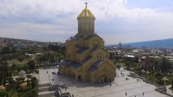 Sameba Kathedraal Tbilisi Grootste Religieuze Gebouw Historische Attractie — Stockvideo