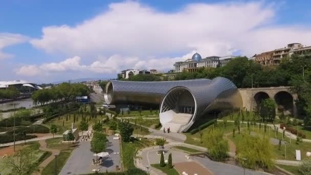 Musiktheater Und Ausstellungshalle Tiflis Futuristisches Denkmal Moderne Kunst — Stockvideo