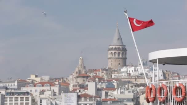 Mittelalterlicher Steinturm Des Christus Galata Viertel Wahrzeichen Von Istanbul Reise — Stockvideo