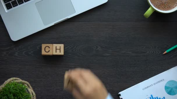 Défi Femme Affaires Faire Mot Cubes Stratégie Travail Chemin Vers — Video