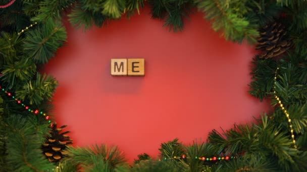 Feliz Natal Frase Feita Cubos Preparação Cartões Festivos — Vídeo de Stock