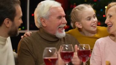 Mutlu aile Noel yemeği, tatilde hep birlikte olmak gelenek, şaka