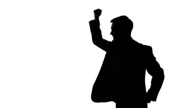 Yumruk kadar yükselterek Yöneticisi, başarılı bir iş planı, iyi pazarlık silüeti