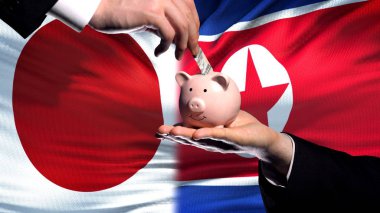 Japonya yatırım para servet, bayrak arka plan koyarak Kuzey Kore elinde