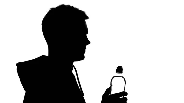 男スポーツマン影持株ボトル水 健康な生活様式 栄養の — ストック写真
