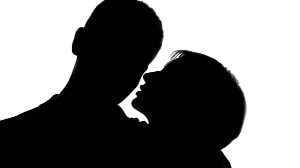 Young Lady Whispering Love Words Males Ear Tender Behavior Flirting — Stock Photo, Image