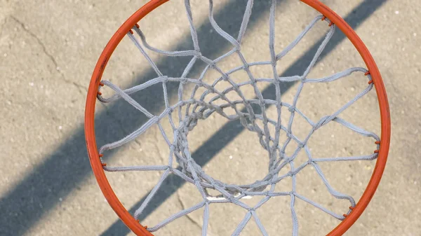 Basquete Aro Contra Chão Close Detalhes Equipamentos Esportivos — Fotografia de Stock