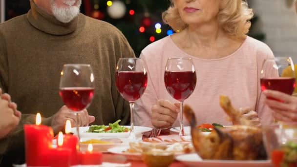 Aile Tost Noel Yemeği Tatil Için Bir Araya Gelmek Gelenek — Stok video