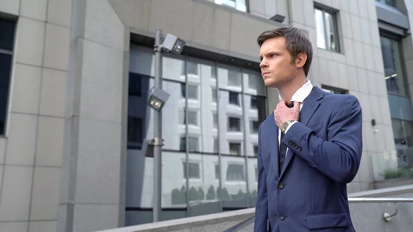 Angry Failure Contract Businessman Leaving Office Building Frustration Stock Photo