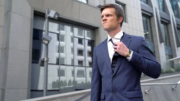 Disappointed Young Man Pulling Tie Unsuccessful Startup Unemployment Stock Picture