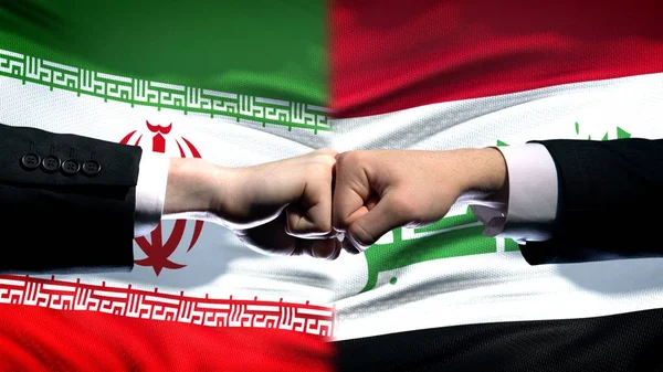 Konflikt Zwischen Iran Und Irak Krise Der Internationalen Beziehungen Fäuste — Stockfoto