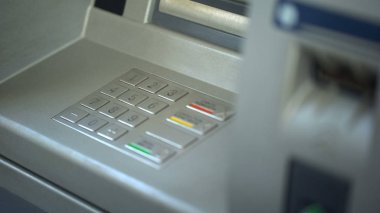 Otomatik vezne makinesi, Atm, düğmeleri Close-up güvenli para çekme