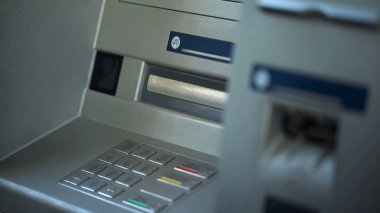 Atm, düğmeleri yakın çekim otomatik vezne makinesi, güvenli para çekme