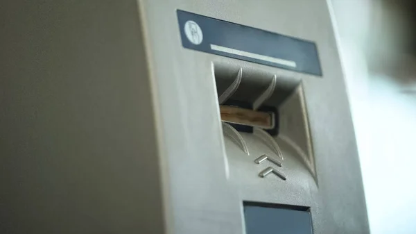 Pankkiautomaatti Lukija Lähikuva Tunnistaminen Kortin Tiedot Kone Rahansiirto — kuvapankkivalokuva