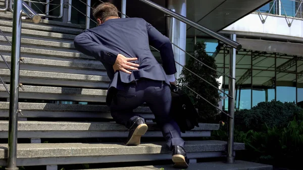 Officemanager Lijden Van Pijn Onderrug Spinale Stoornis Gecomprimeerd Zenuwwortels — Stockfoto