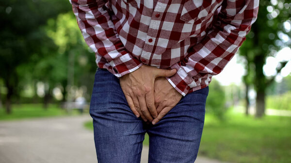 Man suffering from prostatitis, interstitial cystitis, urinary bladder disease