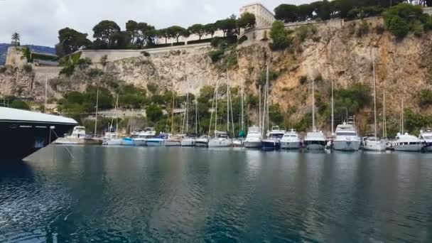 Boats Yachts Bay Nice Water Transport Summer Tourism Riviera Resort — Stock Video