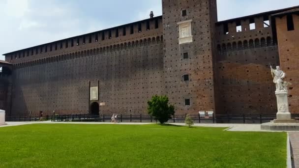 Murs Sur Château Sforza Milan Monument Italien Célèbre Visite Forteresse — Video