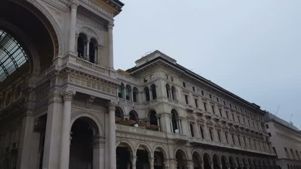 Ünlü Galleria Vittorio Emanuele Milan Şehir Antik Mimari — Stok video