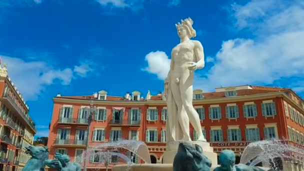 Monument Apollo Ovanpå Fontaine Soleil Trevlig Sightseeing Konst Arv — Stockvideo