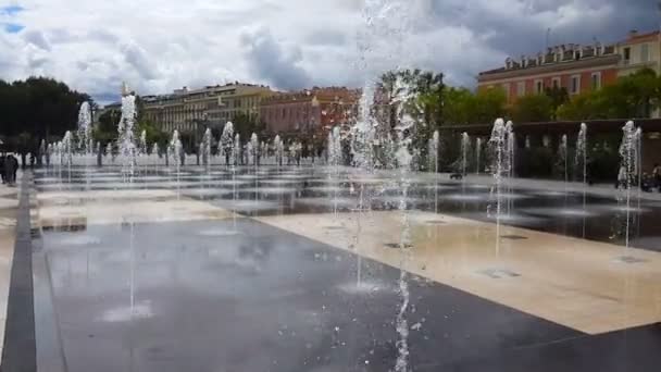 Fontana Specchio Nizza Corsi Acqua Rinfrescanti Intrattenimento Visite Turistiche — Video Stock