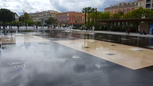 Vattenstrålar Miroir Deau Trevlig Sightseeing Berömda Attraktion Plats Resor — Stockvideo