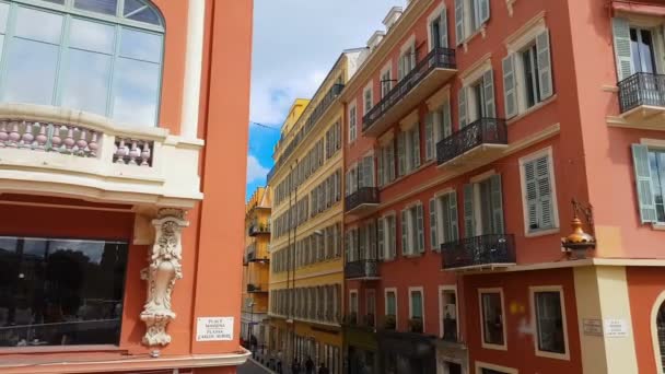 Byggnader Fasad Massena Place Europeiska Arkitekturen Historiska Torget Nice — Stockvideo