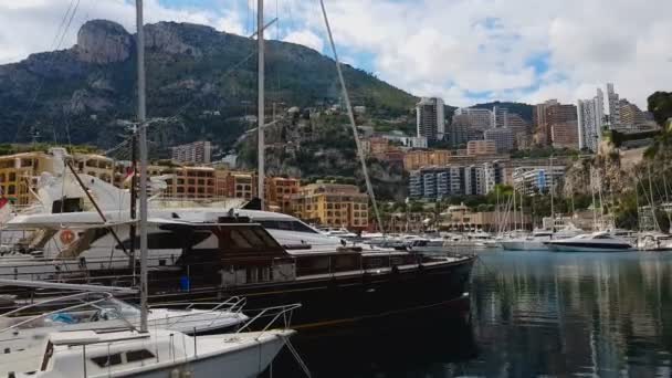 Porti Marittimi Con Yacht Barche Montagna Vacanze Piccola Località Turistica — Video Stock