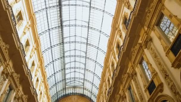 Panoramatická Střecha Galleria Vittorio Emanuele Železo Zasklívání — Stock video