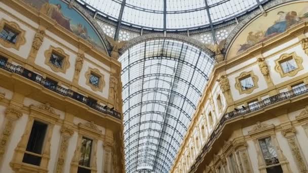 Galeria Italiana Vittorio Emanuele Belo Interior Atração Histórica — Vídeo de Stock