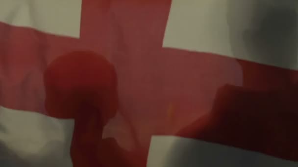 Фон Размахивания Английским Флагом Спортивные Соревнования Стадионе Чемпионат — стоковое видео