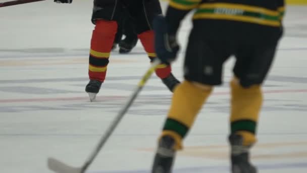 两支球队在体育场的冰上打曲棍球 为世界杯冠军而战 — 图库视频影像