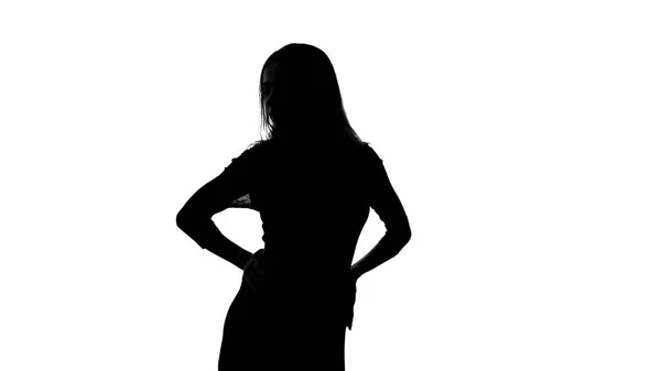 Flirty Mooie Vrouwelijke Model Poseren Innerlijke Vrijheid Verleiding Silhouet — Stockfoto