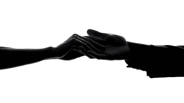 Мужчина Женщина Соединяют Руки Любовь Джентльмен Приглашает Леди Поддержка — стоковое фото