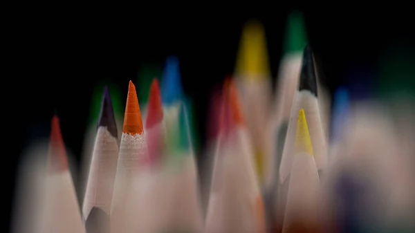 Art Éducation Assortiment Crayons Couleur Affûtés Concept Individualité — Photo