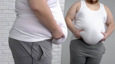 Mutsuz erkek şişman midesi holding sağlık problemleri, kilo vermem arzu